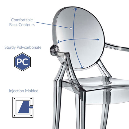 Casper Dining Armchairs, set of 2, clear polycarbonate injection-molded by Modway on Tampa Home & Garden Store