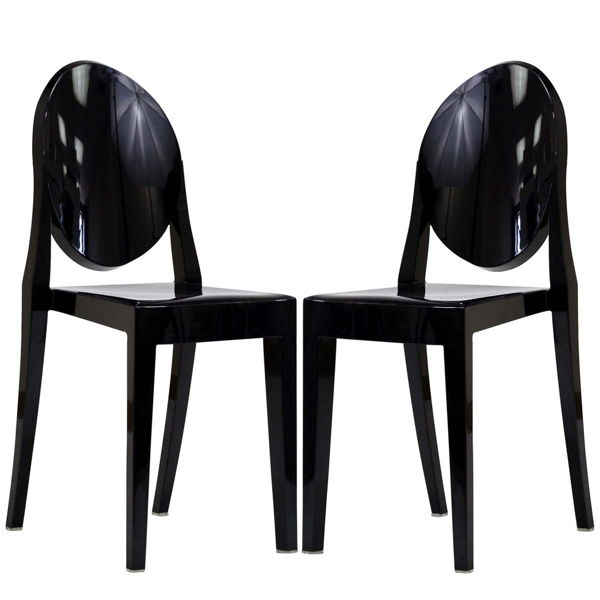 Casper Dining Chairs set of 2 by Modway, black glossy finish with curved round backs on Tampa Home & Garden Store