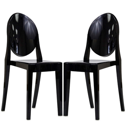 Casper Dining Chairs set of 2 by Modway, black glossy finish with curved round backs on Tampa Home & Garden Store