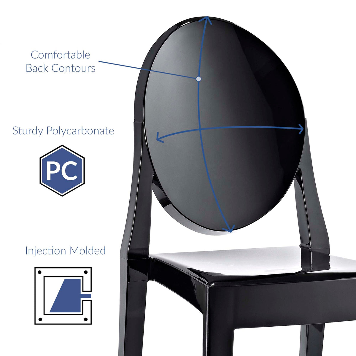 Casper Dining Chairs set of 2 by Modway black injection-molded polycarbonate seats with legs on Tampa Home & Garden Store