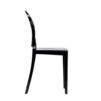 Casper dining chair set of 2 black glossy frame with curved back and white seat on Tampa Home & Garden Store