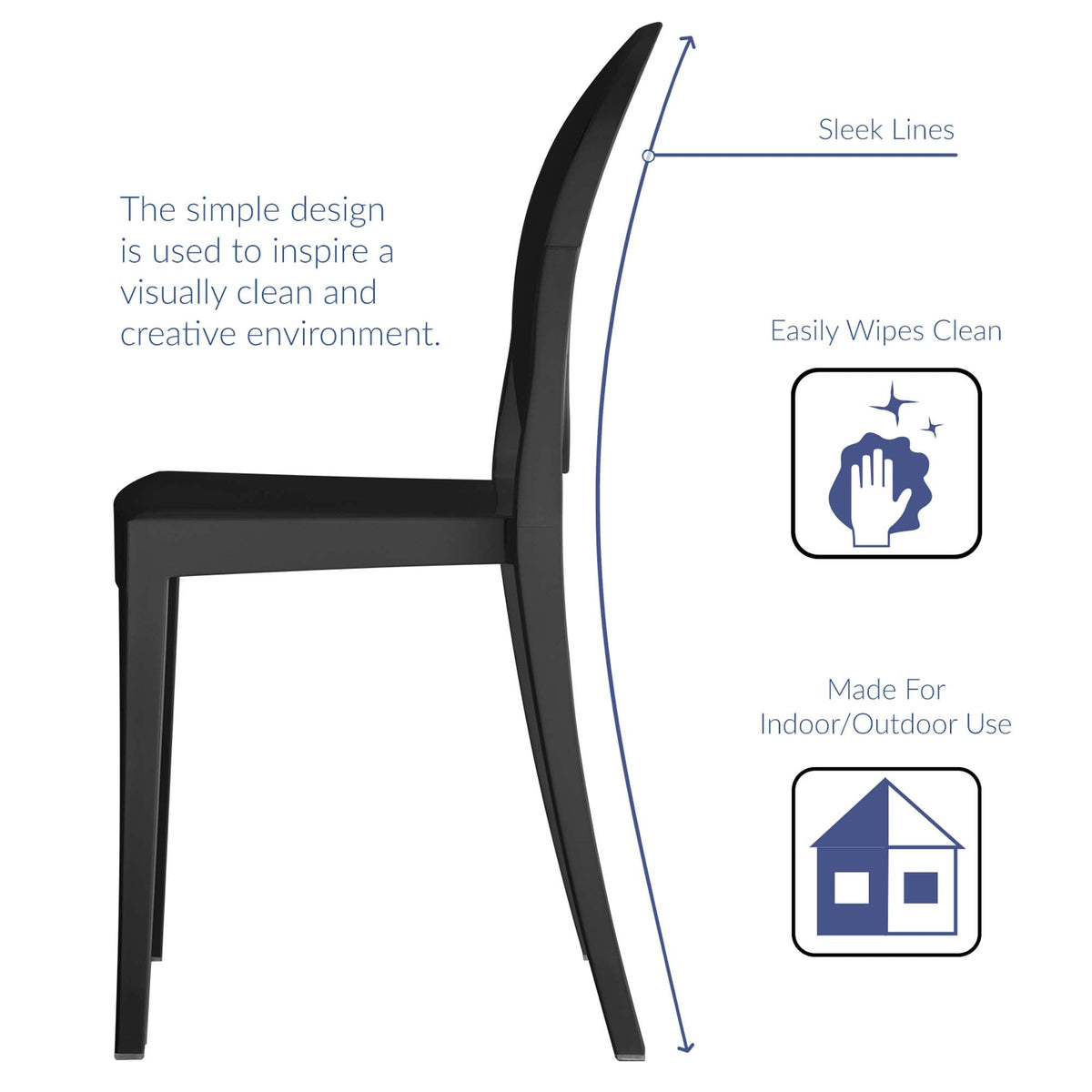 Casper dining chairs set of 2 in black with curved-back design by Modway on Tampa Home & Garden Store