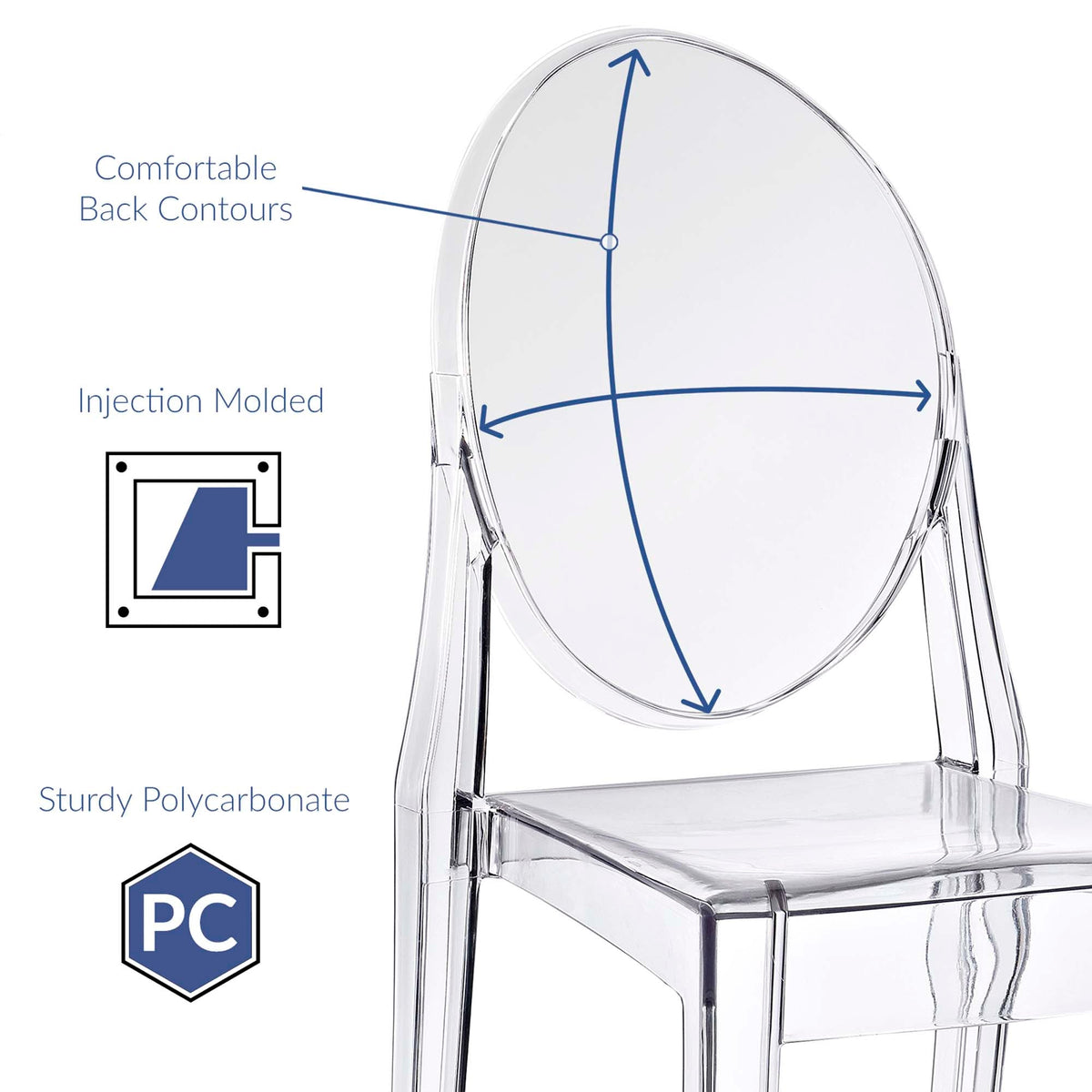 Casper Dining Chairs Set of 2, clear polycarbonate seats and backs by HouseOfZazla on Tampa Home & Garden Store