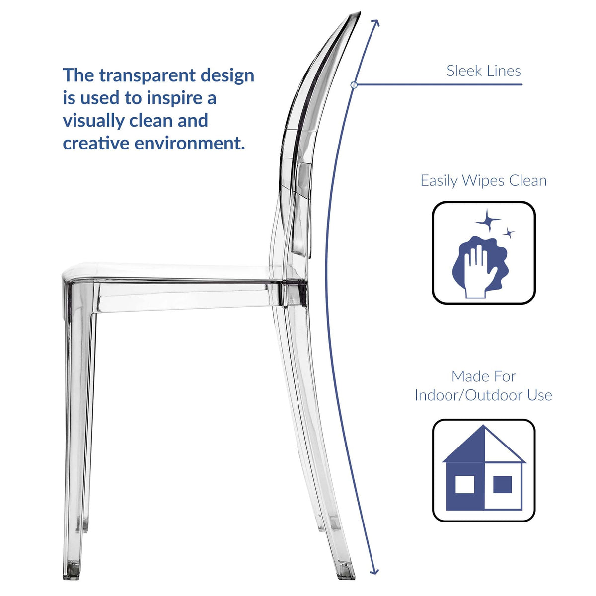 Casper dining chairs set of 2 in clear acrylic, sleek transparent design by Modway on Tampa Home & Garden Store