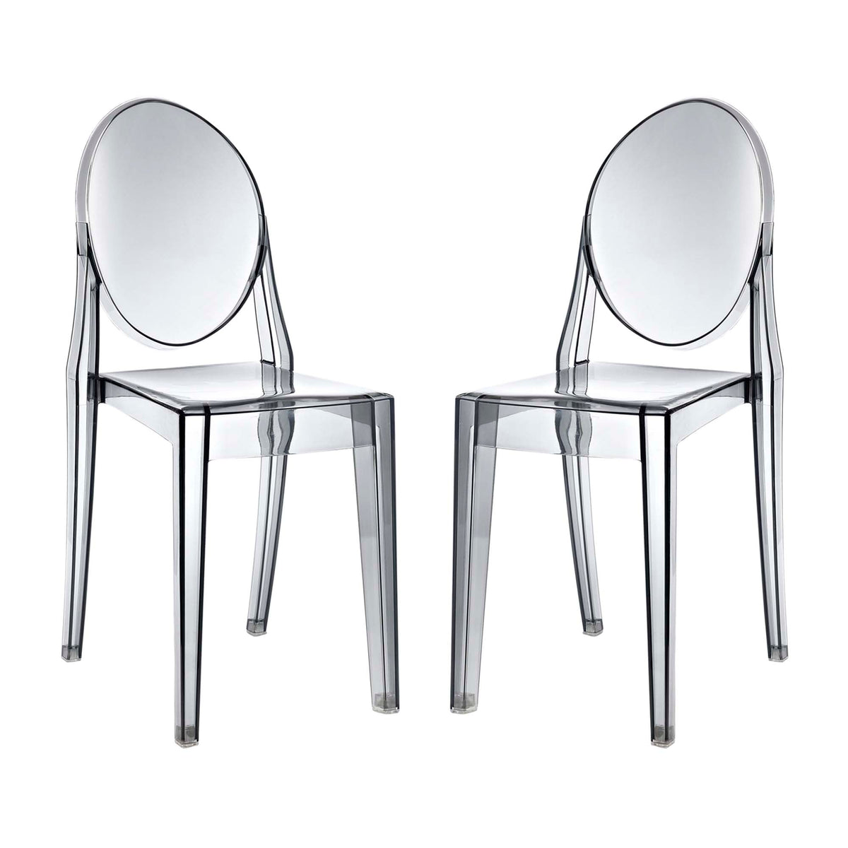 Casper dining chairs set of 2 by Modway in clear acrylic with circular backs on Tampa Home & Garden Store