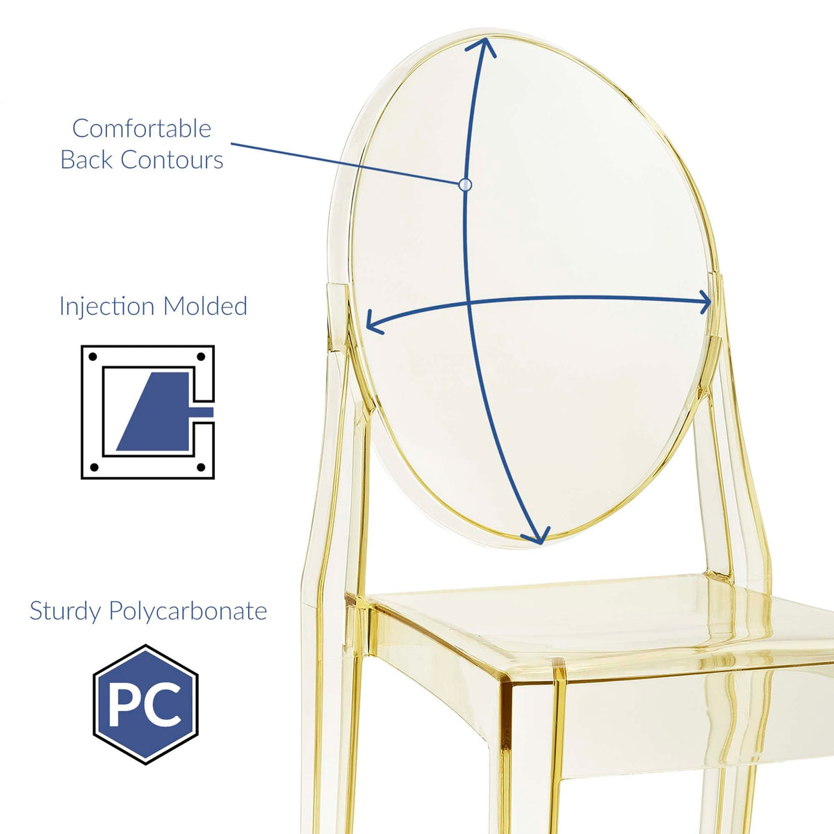 Casper dining chairs set of 2 in clear polycarbonate with gold frame by Modway on Tampa Home & Garden Store