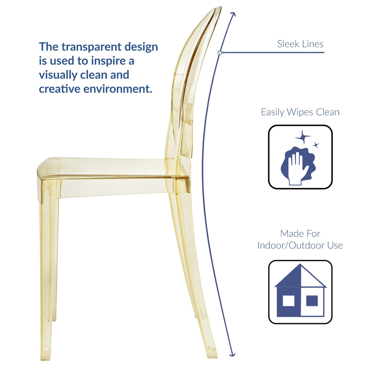 Casper Dining Chairs set of 2 by Modway, transparent amber acrylic dining chairs on Tampa Home & Garden Store