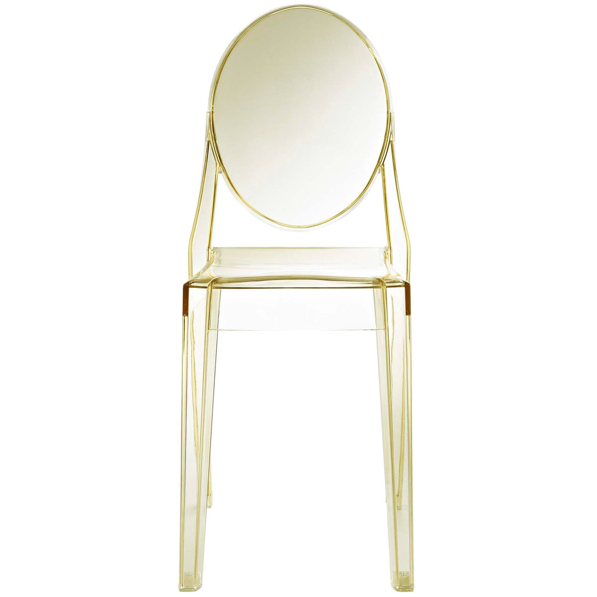 Casper dining chair by Modway, round clear acrylic back with gold metal frame on Tampa Home & Garden Store