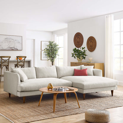 Zoya right-facing down-filled overstuffed sectional sofa in light gray fabric by Modway on Tampa Home & Garden Store
