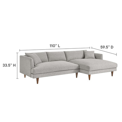 Zoya right-facing down filled overstuffed sectional sofa by Modway in fabric with legs on Tampa Home & Garden Store
