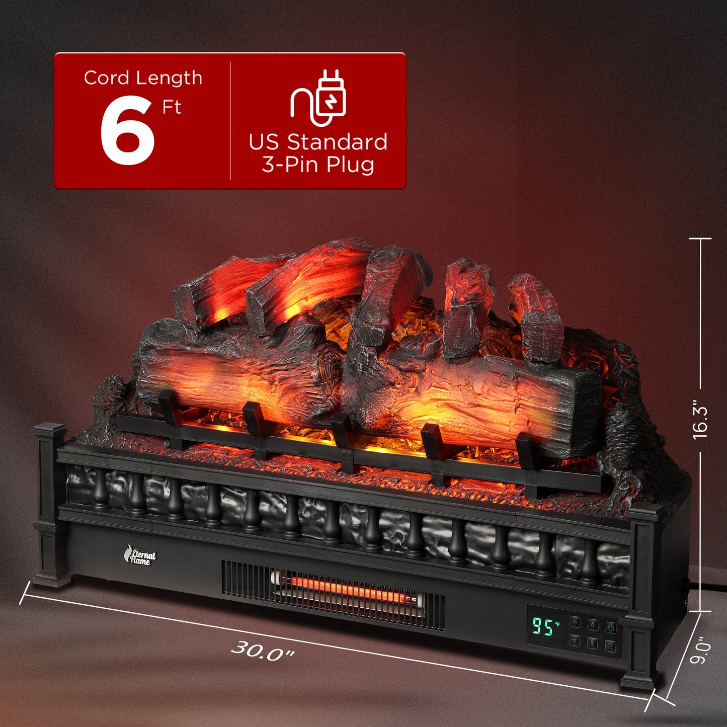 (Caja abierta) Leños para chimenea eléctrica Eternal Flame EF30-PB 