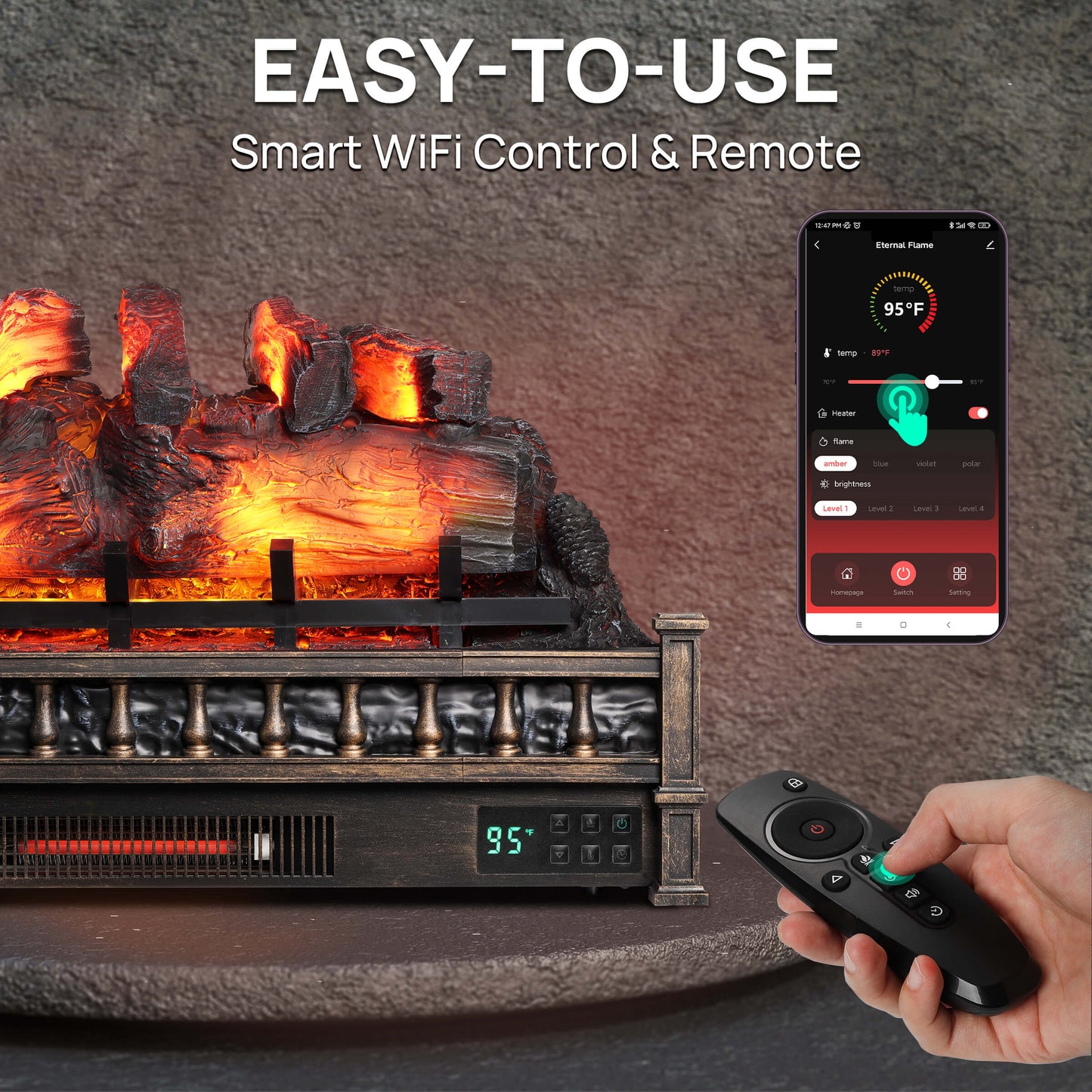 (Caja abierta) Leños para chimenea eléctrica Eternal Flame EF30-PB 