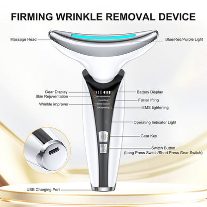 Hot Sell Skin Rejuvenation Tightening Anti-aging Face Neck Lifting Massager Led Photon Therapy Face And Neck Lifting Device - Tampa Home & Garden Store