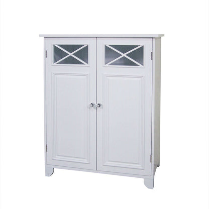 Mueble bajo de baño de 2 puertas blanco con estante de almacenamiento ajustable