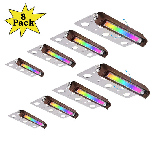 ELA07 - Paquete de 8 luces LED RGBW de 7 pulgadas y 3 W para muro de contención, luces de paisaje de bajo voltaje de 12 V que cambian de color para exteriores