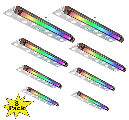 ELA12 - Paquete de 8 luces LED RGBW de 12 pulgadas y 5 W para muro de contención, luces de paisaje de bajo voltaje de 12 V que cambian de color para exteriores