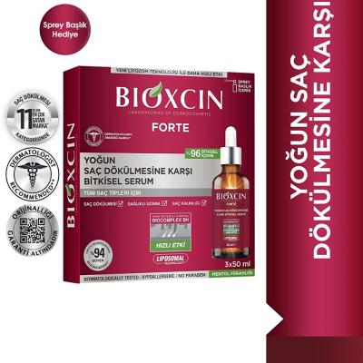 Bioxcin Forte Hair Serum 3x50ml burgundy packaging with dropper bottle by Beauty Care Bag on Tampa Home & Garden Store