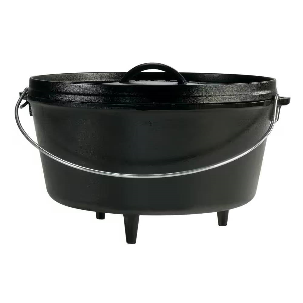 Olla holandesa de hierro fundido sazonado de 8 cuartos con tapa y asa de metal
