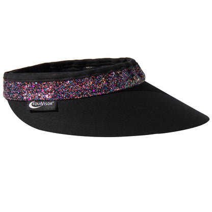 EquiVisor Glitz Sun Protection sun visor with black fabric and multicolor glitter band on Tampa Home & Garden Store