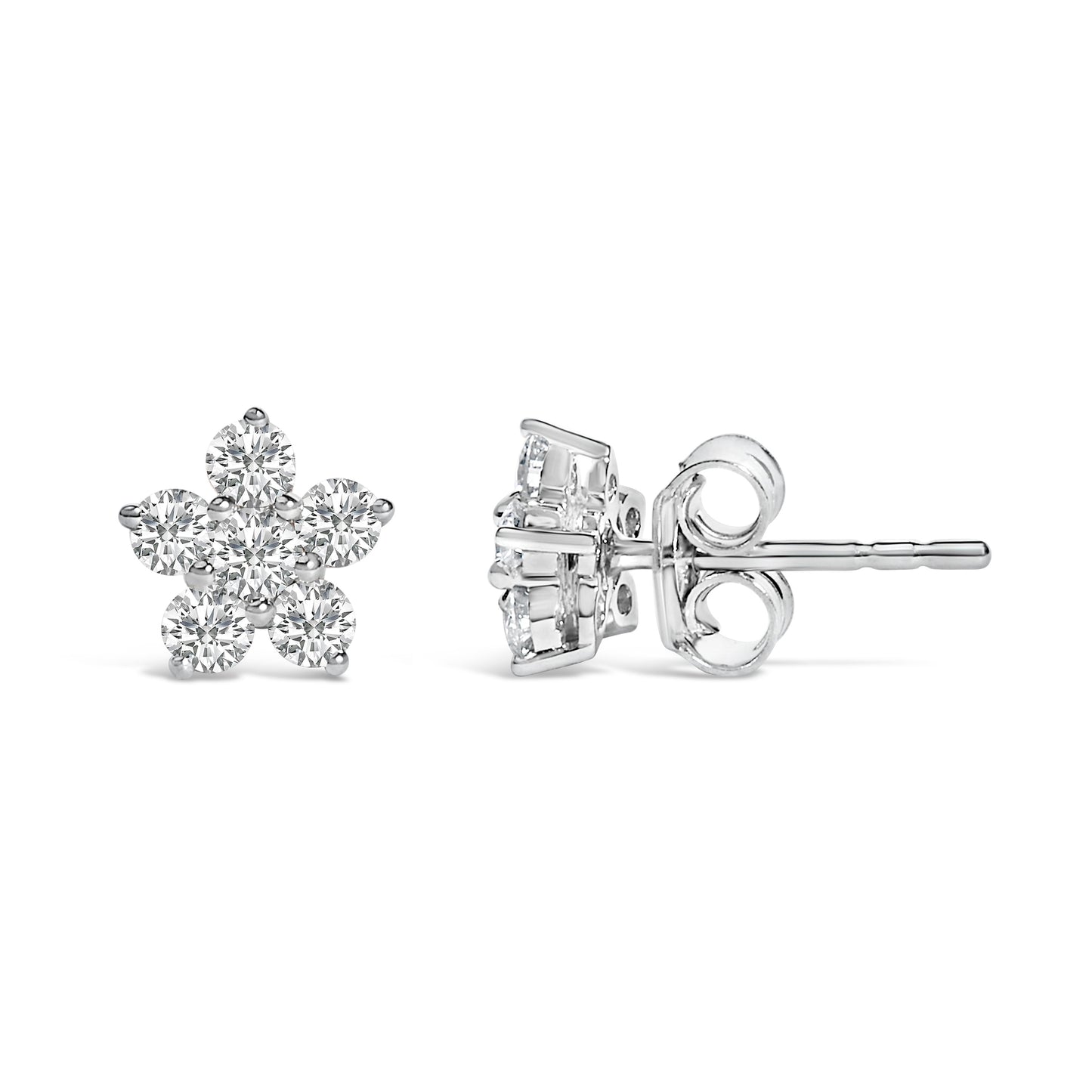 Earrings 10K white gold lab-grown diamond star stud pair by Bids.com on Tampa Home & Garden Store