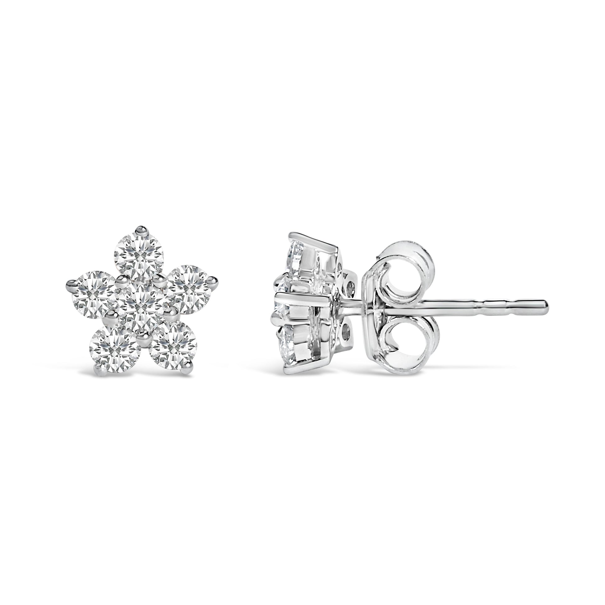 Earrings 10K white gold lab-grown diamond star stud pair by Bids.com on Tampa Home & Garden Store
