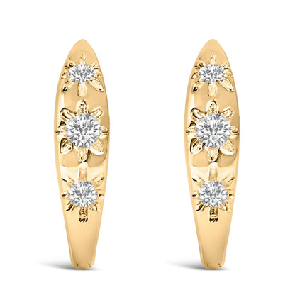 Earrings pair: 10K white gold lab-grown diamond three-stone huggie hoops, Bids.com on Tampa Home & Garden Store