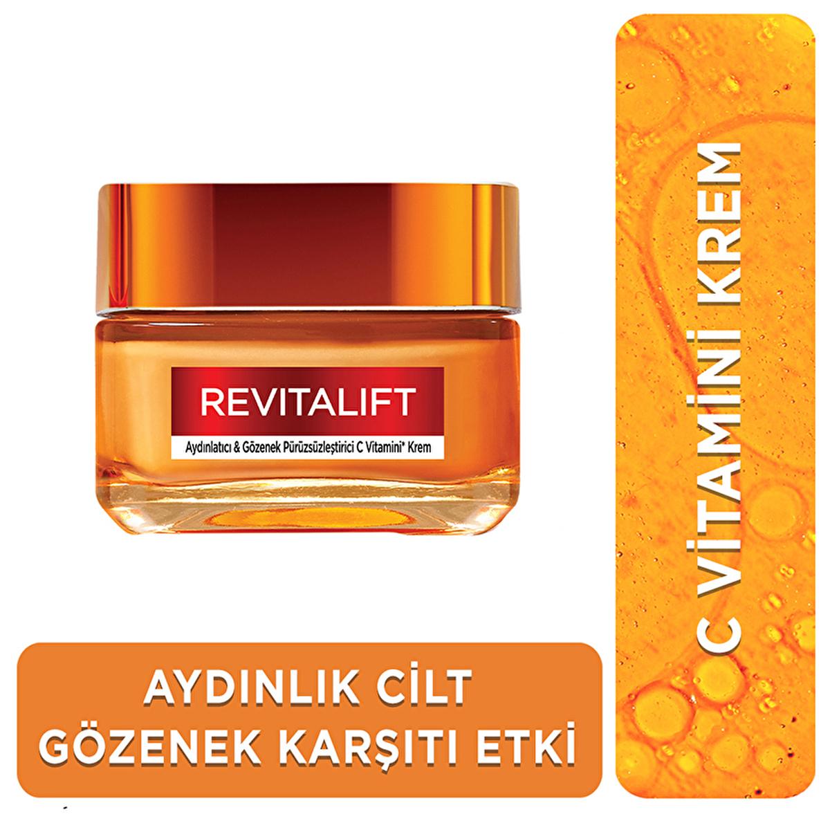 Revitalift face cream jar orange glass with bronze cap, vitamin C packaging beside on Tampa Home & Garden Store