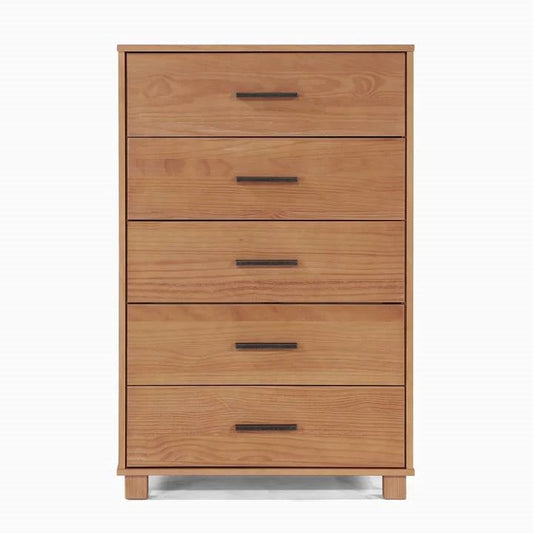 Modern Farmhouse solid wood 5-drawer bedroom chest in light brown finish by HomePacific on Tampa Home & Garden Store