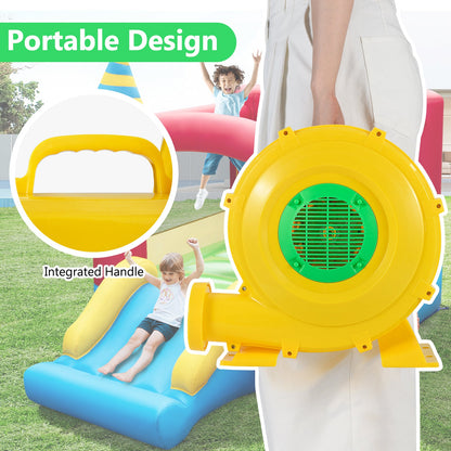 780W Bounce House Blower 1 HP Portable Air Pump Fan with Handle and Ground Stakes