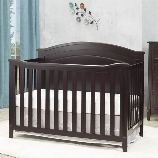 Cuna convertible de madera maciza SF Home Espresso - Cama para niños pequeños vendida por separado