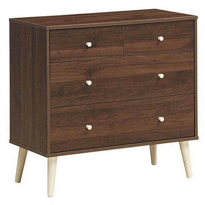 Cómoda de almacenamiento Espresso Modern FarmHome de 4 cajones y deslizamiento suave