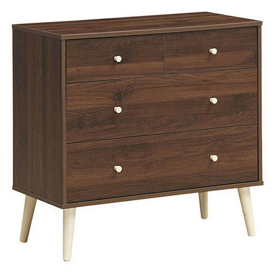 Cómoda de almacenamiento Espresso Modern FarmHome de 4 cajones y deslizamiento suave