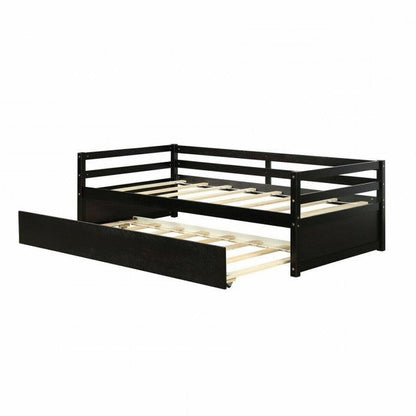 Cama nido doble/doble estilo dormitorio con plataforma en acabado Espresso