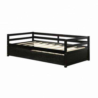 Cama nido doble/doble estilo dormitorio con plataforma en acabado Espresso