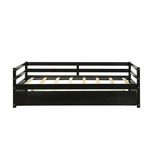 Cama nido doble/doble estilo dormitorio con plataforma en acabado Espresso