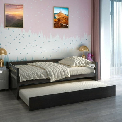 Cama nido doble/doble estilo dormitorio con plataforma en acabado Espresso