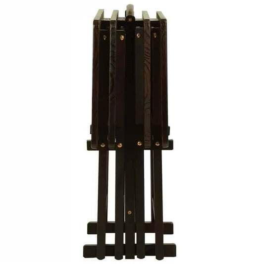 Set of 4 - Folding TV Tray Table Set with Stand in Dark Brown Wood Finish - Tampa Home & Garden Store