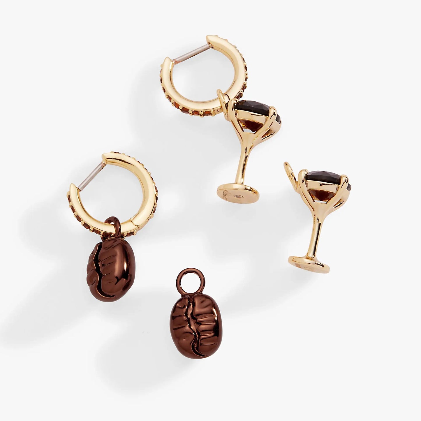 Espresso Martini huggie hoops set of 2 with brown faceted charms gold-tone ALEX AND ANI on Tampa Home & Garden Store