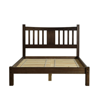 Cama plataforma de madera maciza estilo rústico tamaño queen con cabecero en color espresso