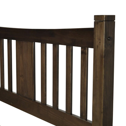 Cama plataforma de madera maciza estilo rústico tamaño queen con cabecero en color espresso