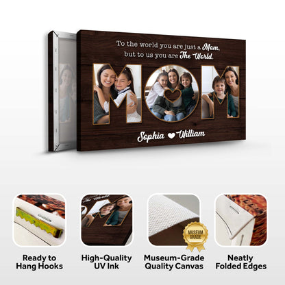 Mother's Day canvas by Tailored Canvases with woodgrain finish and photo MOM letters on Tampa Home & Garden Store