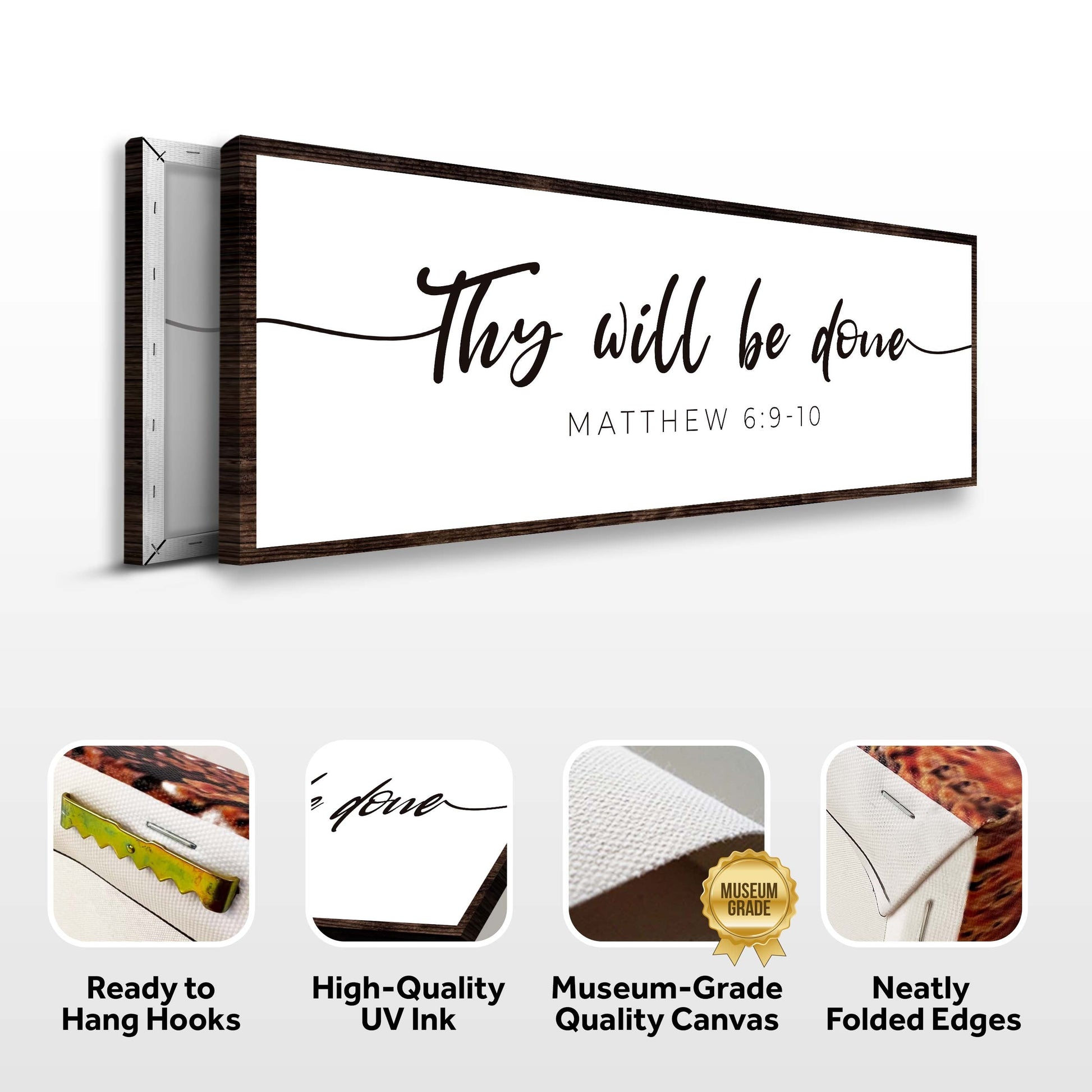 Thy Will Be Done Faith Sign III canvas in a dark wood frame on Tampa Home & Garden Store