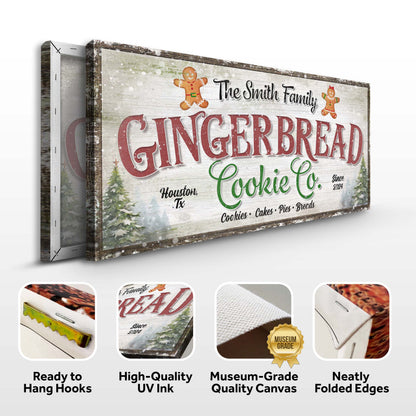 Family Gingerbread Bakery Christmas Sign III Canvas by Tailored Canvases on rustic wood on Tampa Home & Garden Store