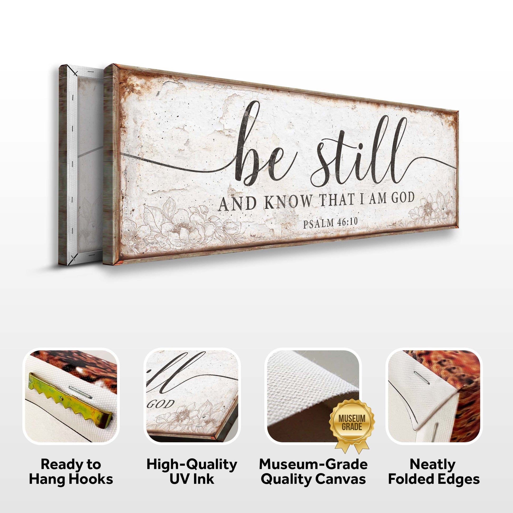 Canvas faith sign Tailored Canvases with Psalm 46:10 Be Still And Know That I Am God on Tampa Home & Garden Store