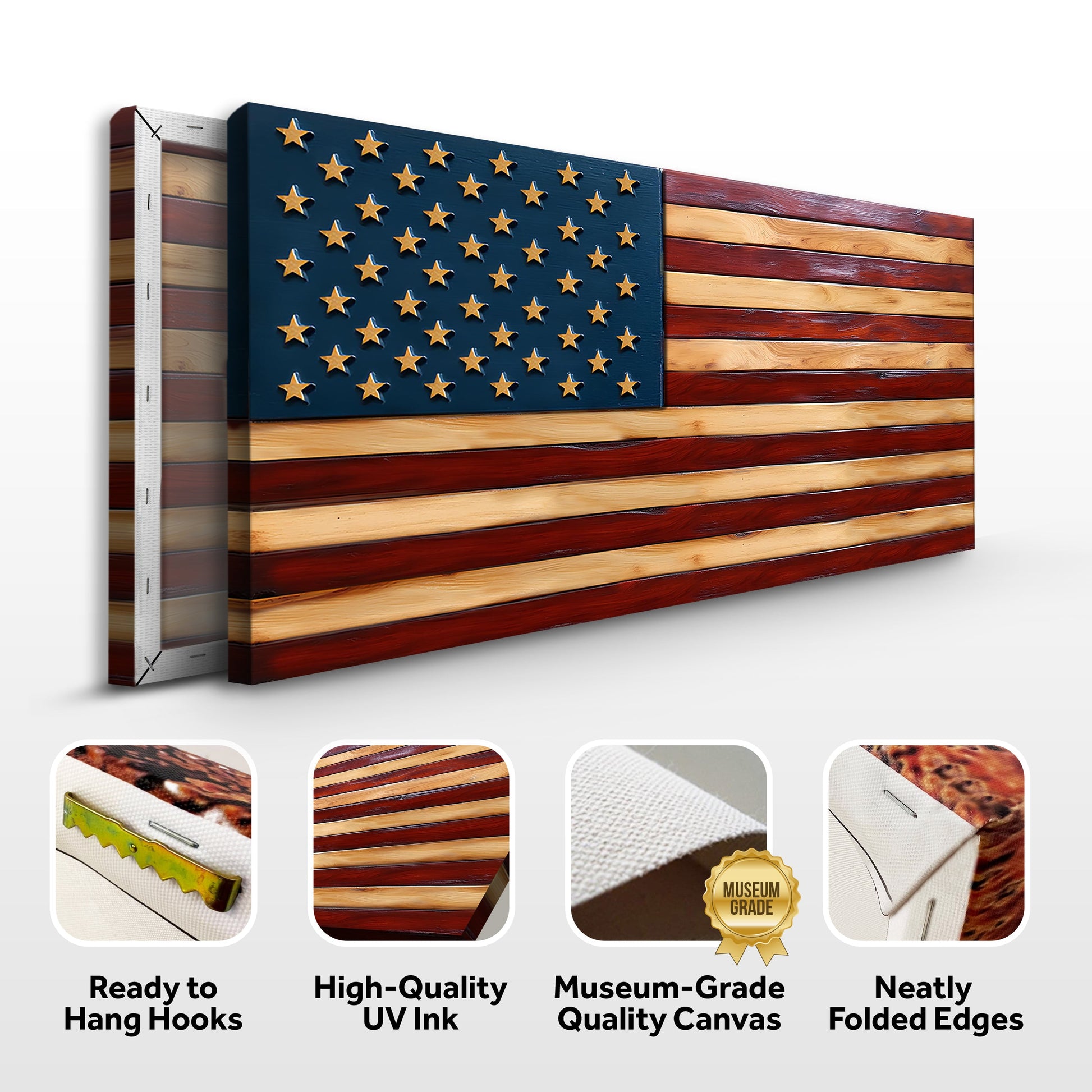 Old Glory American Flag Wall Art II canvas with blue field and gold stars on Tampa Home & Garden Store