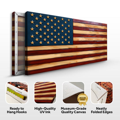 Old Glory American Flag Wall Art II canvas with blue field and gold stars on Tampa Home & Garden Store