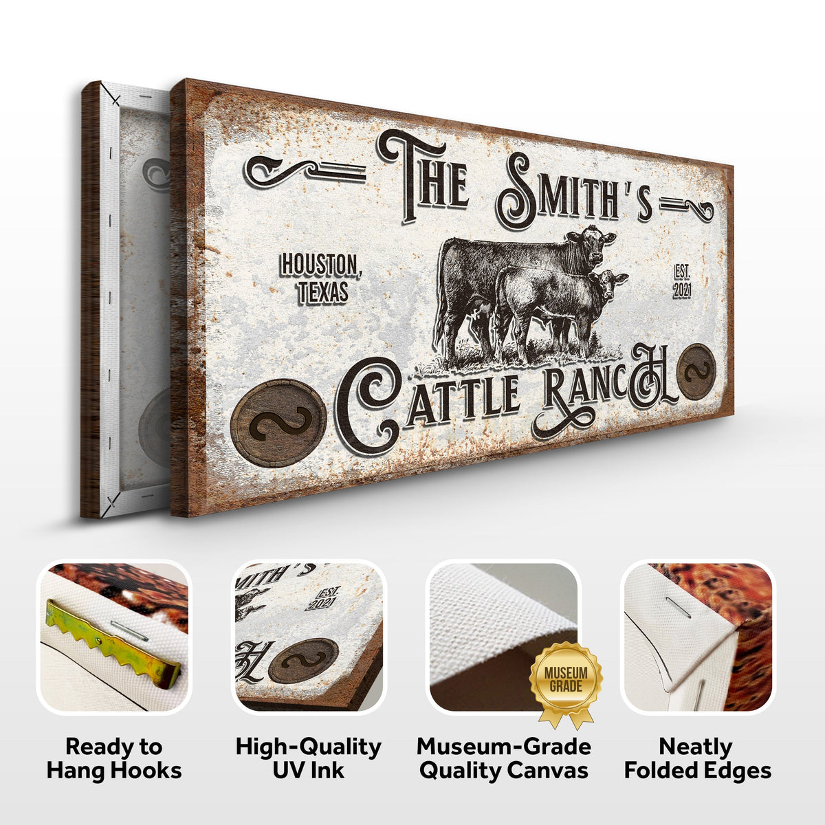 Branded Cattle Ranch Sign IV canvas by Tailored Canvases, rustic vintage cattle sign on Tampa Home & Garden Store