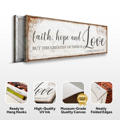 Faith Hope And Love canvas sign, rustic framed crafting canvas by Tailored Canvases on Tampa Home & Garden Store