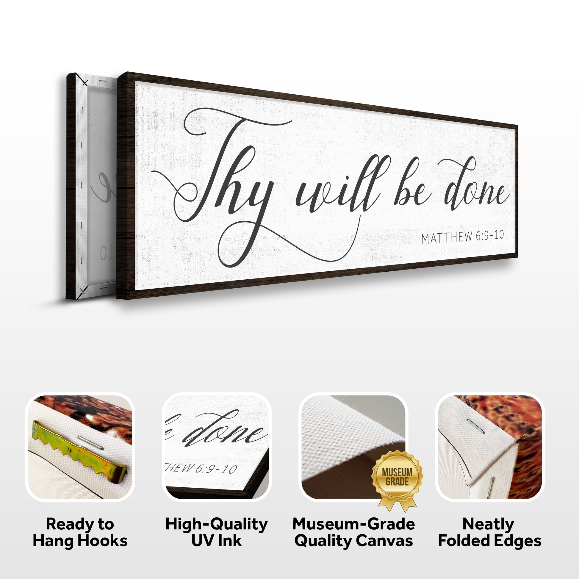 Thy Will Be Done Faith Sign IV canvas by Tailored Canvases with script text Matthew 6:9-10 on Tampa Home & Garden Store