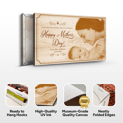 Canvas Mother's Day Sign Dear Mother In Heaven by Tailored Canvases woodgrain and mother photo on Tampa Home & Garden Store